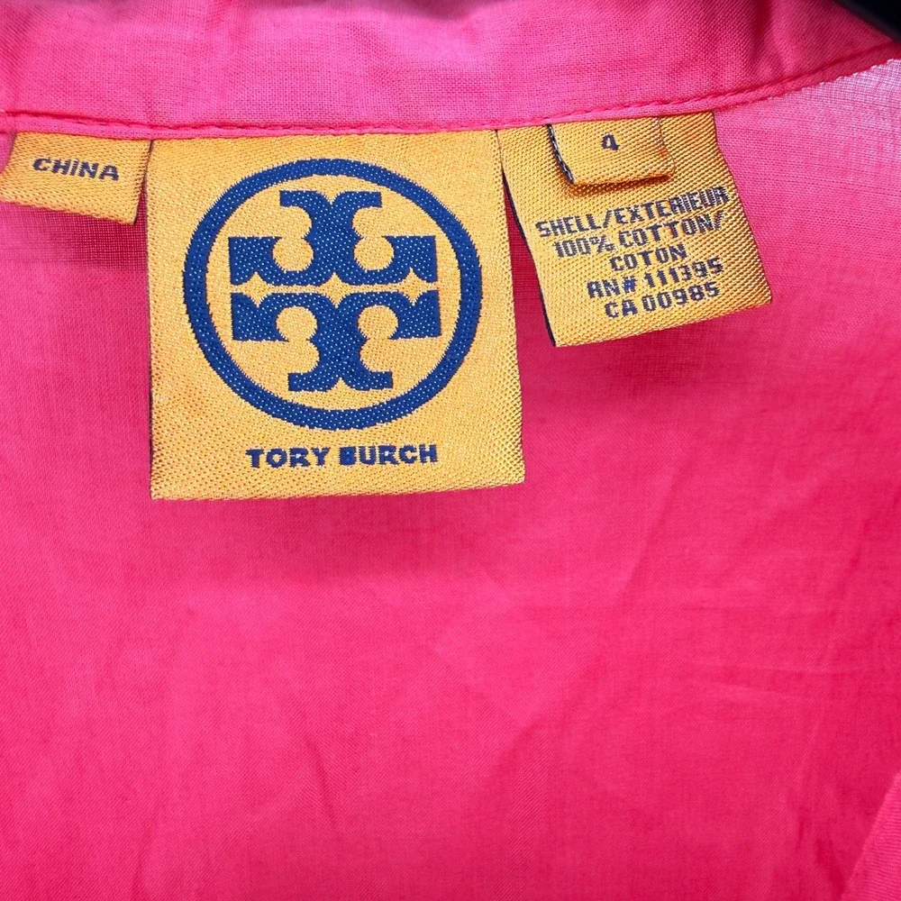 Tory Burch Tunic Womens 4 Pre-Owned Tunic Pink Embroidered 100% Cotton Boho Top